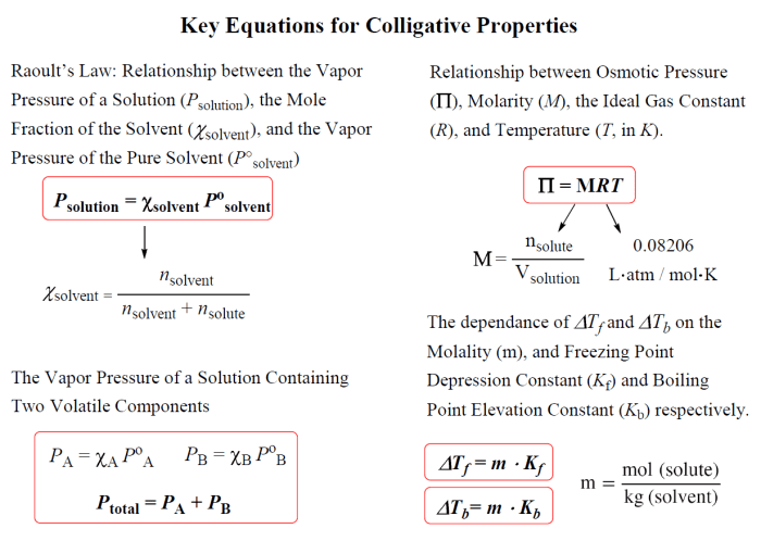 Colligative properties worksheet answer key