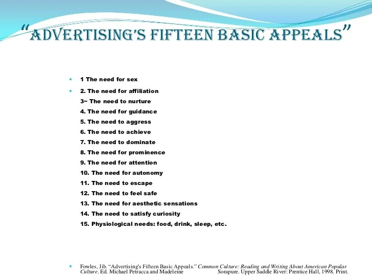 Jib fowles 15 basic appeals