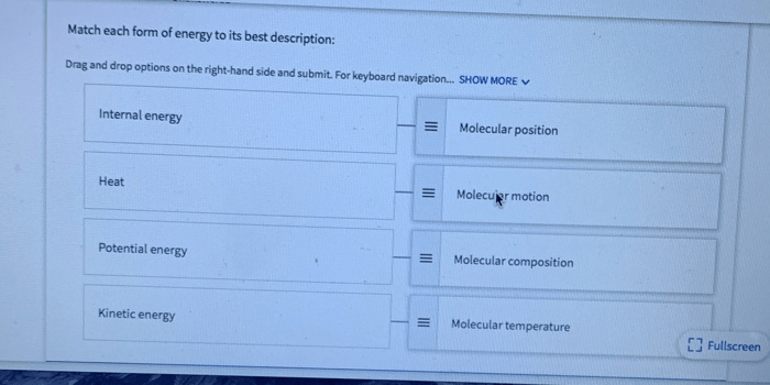 Match each form of energy to its description