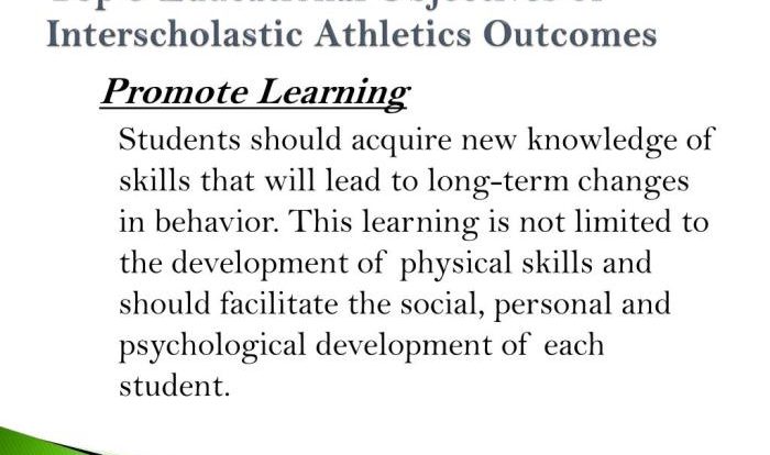 Athletics objectives interscholastic educational participant parent belgrade meeting fall information top ppt powerpoint presentation promote outcomes skills learning